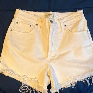 Abercrombie Women's White Denim Shorts - Size 30/10